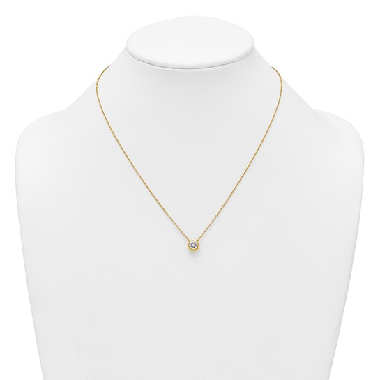 Gold-tone flash-plated sterling silver cubic zirconia necklace shown on display bust