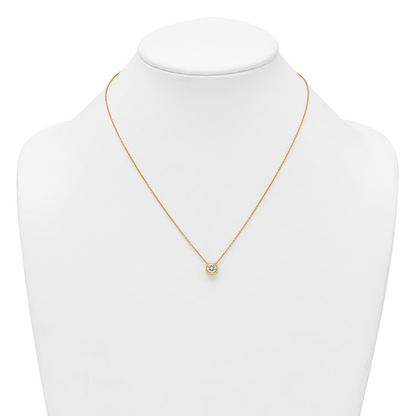 Gold-tone flash-plated sterling silver cubic zirconia necklace shown on display bust