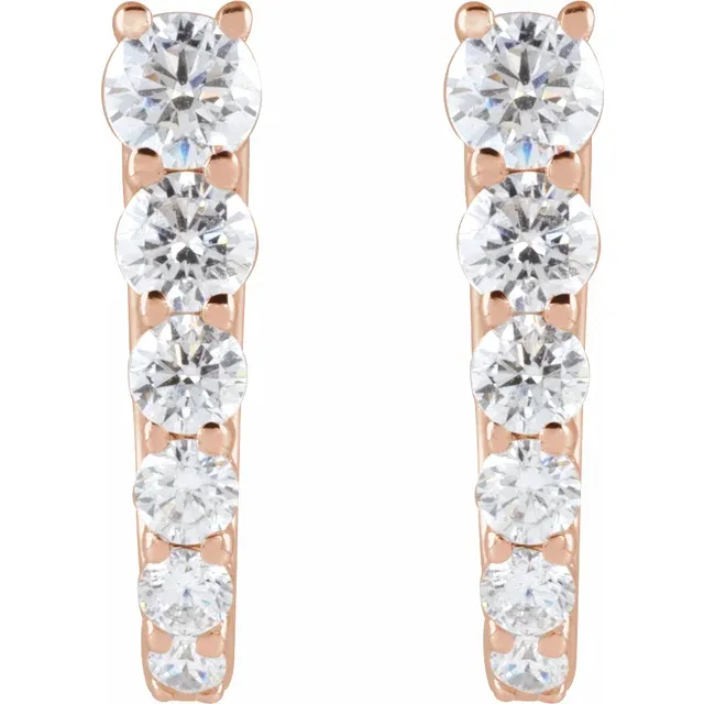 Graduated lab-grown diamond U-hoop earrings in 14K rose gold, front view