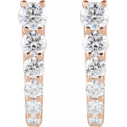 Graduated lab-grown diamond U-hoop earrings in 14K rose gold, front view