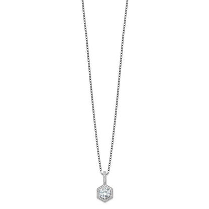 Micro-pave CZ hexagon pendant detail