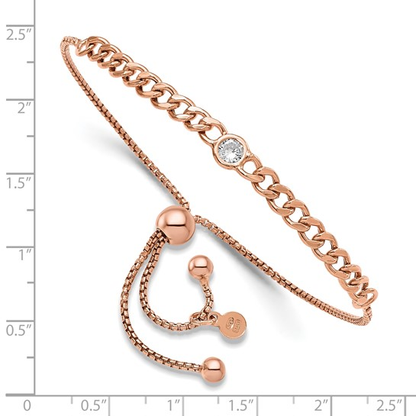 Italian curb-link bracelet rose-tone measurement guide