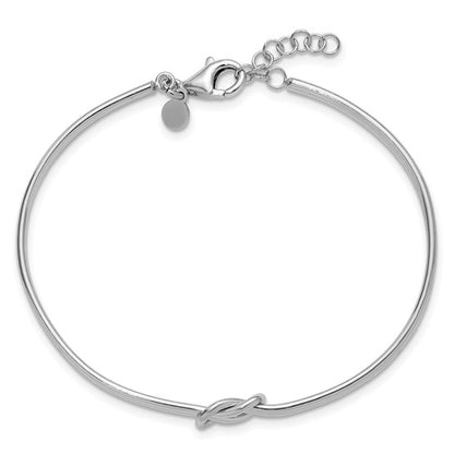 Italian love knot bangle in rhodium-plated sterling silver product view