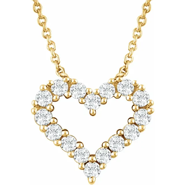 Lab-grown diamond heart necklace in 14K yellow gold vermeil with 1/4 carat total weight diamonds