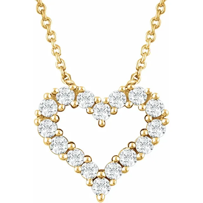 Lab-grown diamond heart necklace in 14K yellow gold vermeil with 1/4 carat total weight diamonds