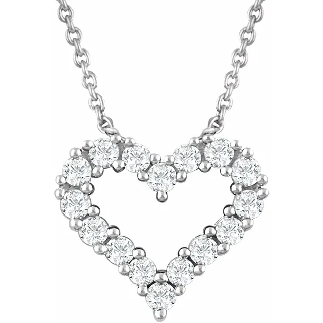 Lab-grown diamond heart necklace in sterling silver with 1/4 carat total weight diamonds