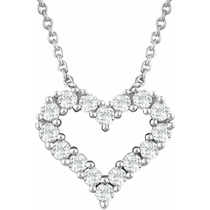 Lab-grown diamond heart necklace in sterling silver with 1/4 carat total weight diamonds