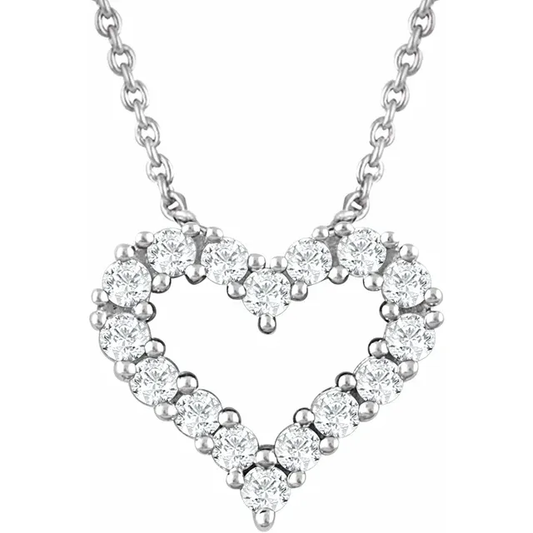 Lab-grown diamond heart necklace in sterling silver with 1/4 carat total weight diamonds