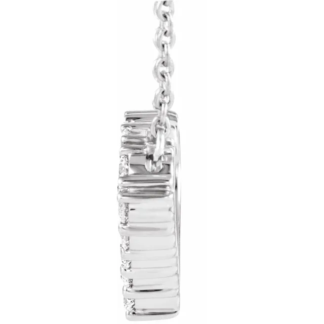 Side profile of lab-grown diamond heart necklace in sterling silver