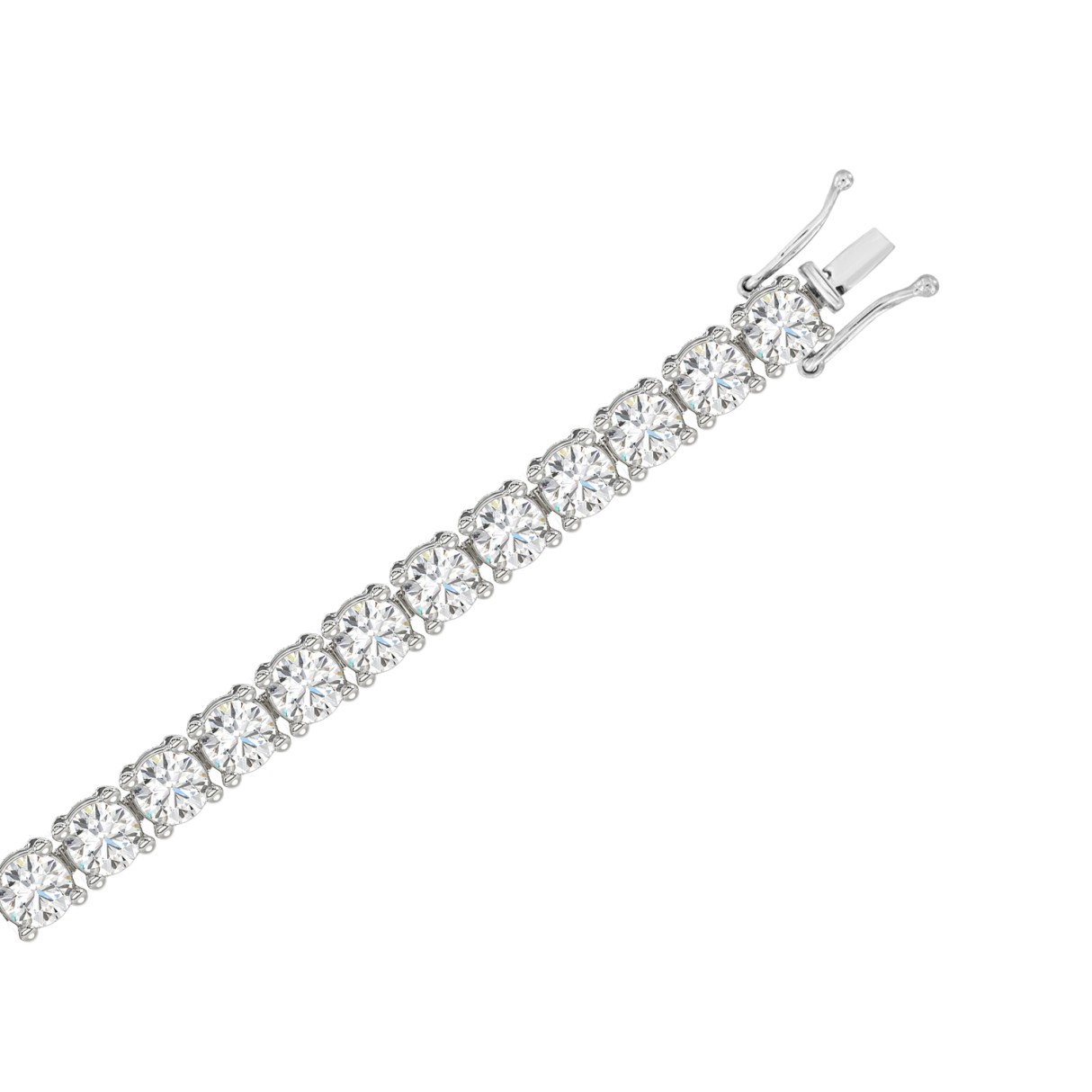 3 CTW white gold lab-grown diamond tennis bracelet with open box clasp and double safety latches