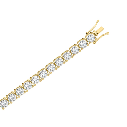 3 CTW yellow gold lab-grown diamond tennis bracelet with open box clasp and double safety latches