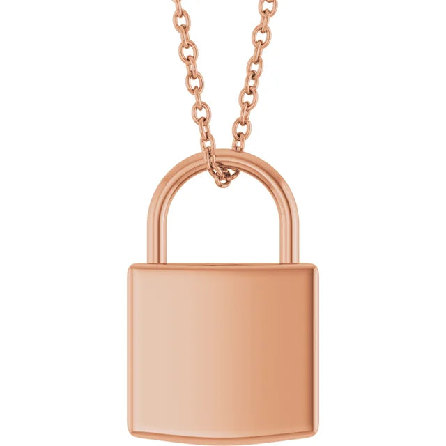 Signature lock pendant necklace in rose-gold finish, large size