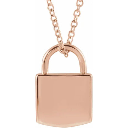 Signature lock pendant necklace in rose-gold finish, medium size