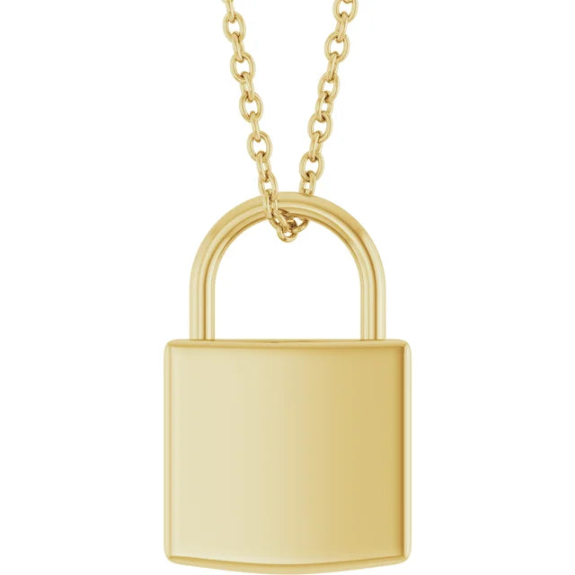 Signature lock pendant necklace in yellow-gold finish, large size