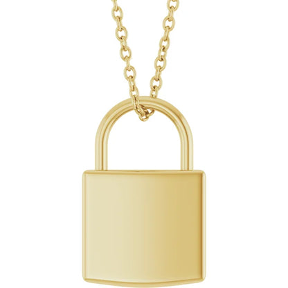 Signature lock pendant necklace in yellow-gold finish, large size
