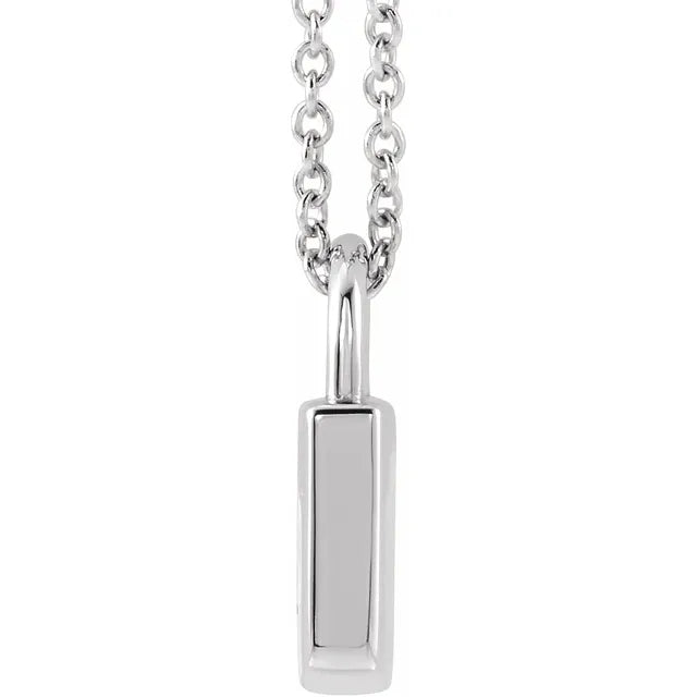 Sterling silver lock pendant necklace side view