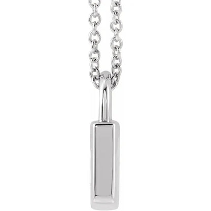 Sterling silver lock pendant necklace side view