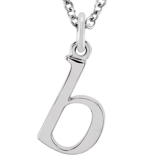 Lowercase letter b pendant necklace in sterling silver