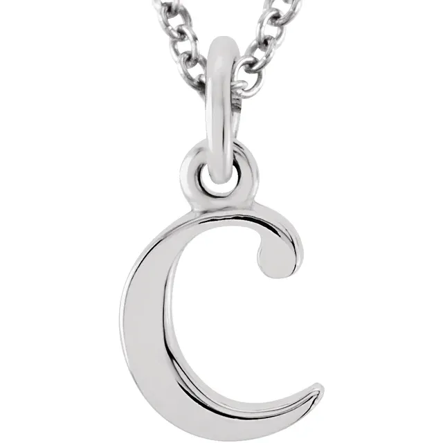 Lowercase letter c pendant necklace in sterling silver