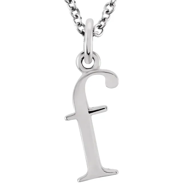 Lowercase letter f pendant necklace in sterling silver
