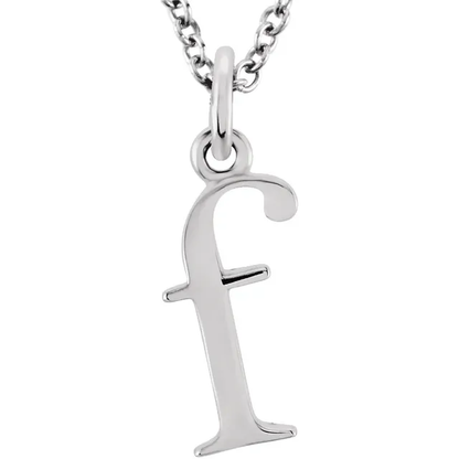 Lowercase letter f pendant necklace in sterling silver
