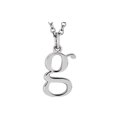 Lowercase letter g pendant necklace in sterling silver