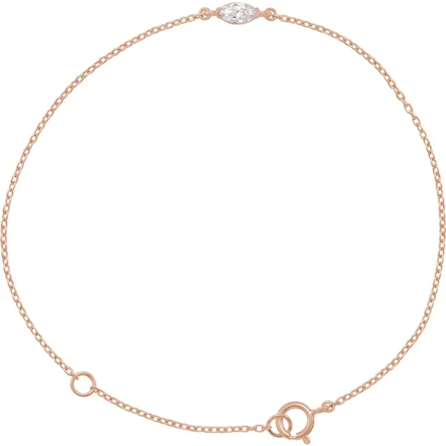 1/4 CT marquise lab-grown diamond bracelet in 14K rose gold, full view