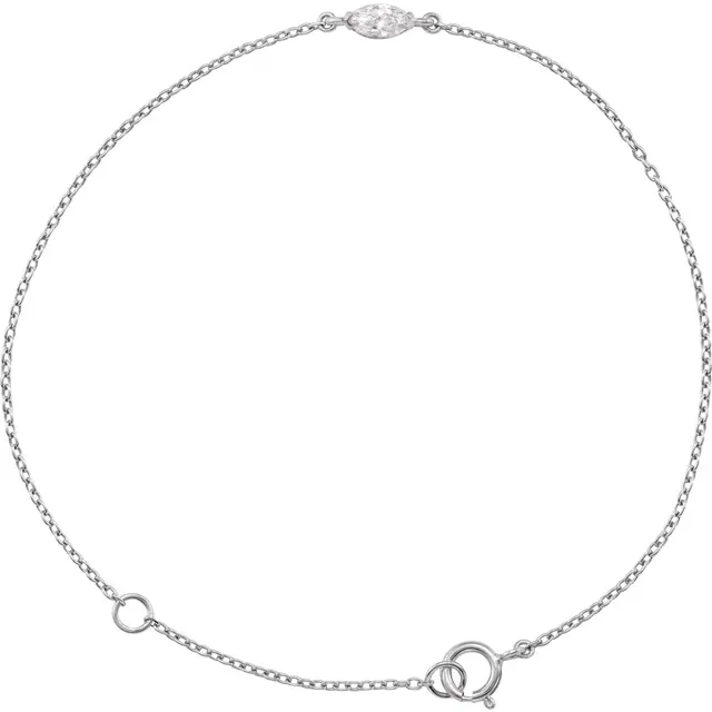 1/4 CT marquise lab-grown diamond bracelet in 14K white gold, full view