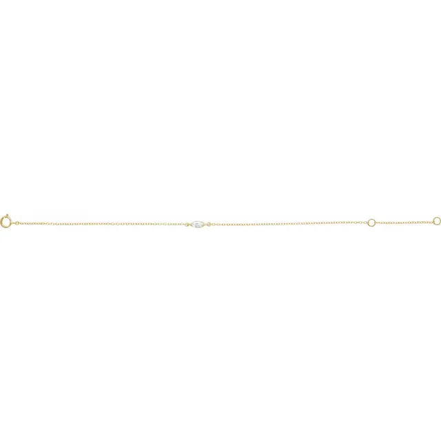 1/4 CT marquise lab-grown diamond bracelet in 14K yellow gold, straight view