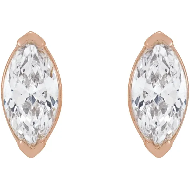1/2 CTW marquise lab-grown diamond stud earrings in 14K rose gold, front view
