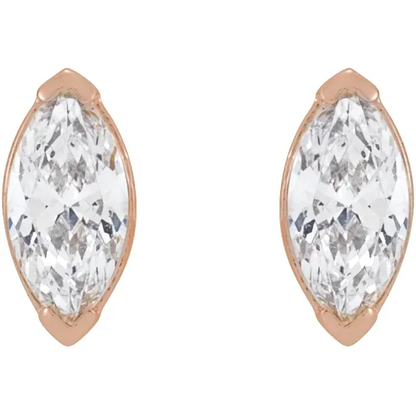 1/2 CTW marquise lab-grown diamond stud earrings in 14K rose gold, front view