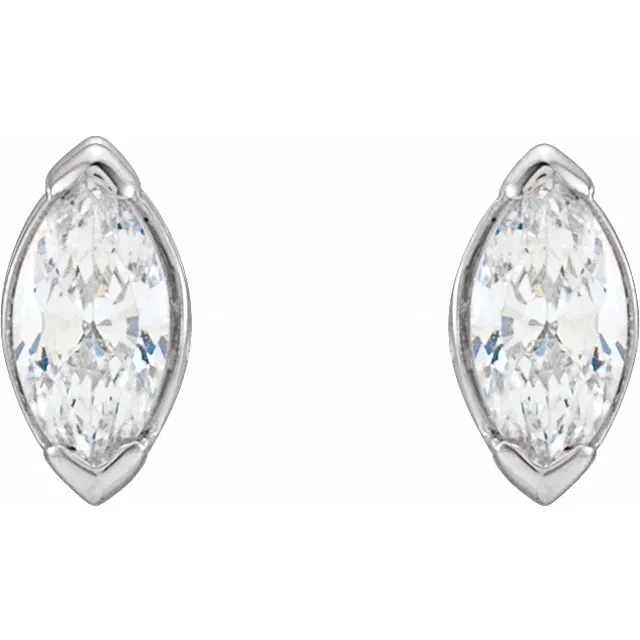 1/2 CTW marquise lab-grown diamond stud earrings in 14K white gold, front view