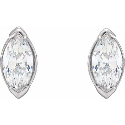 1/2 CTW marquise lab-grown diamond stud earrings in 14K white gold, front view