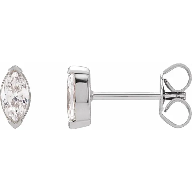 1/2 CTW marquise lab-grown diamond stud earrings in 14K white gold, profile view