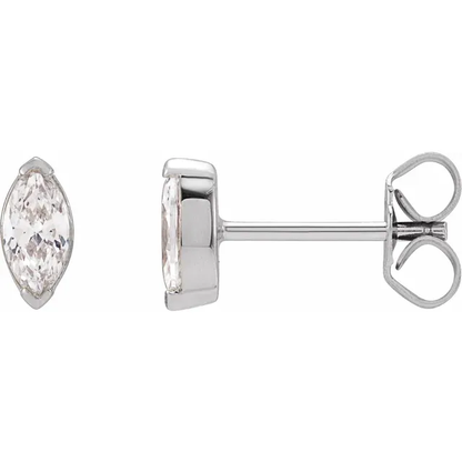 1/2 CTW marquise lab-grown diamond stud earrings in 14K white gold, profile view