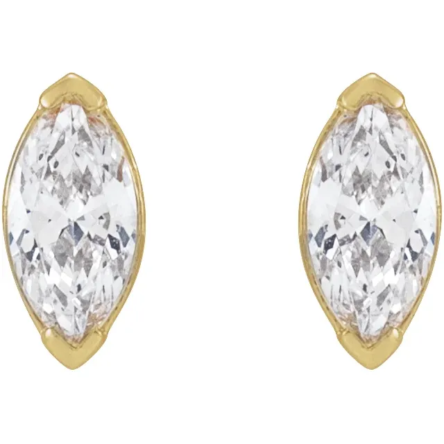 1/2 CTW marquise lab-grown diamond stud earrings in 14K yellow gold, front view