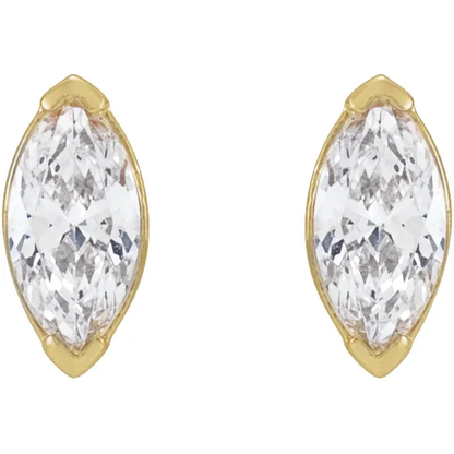 1/2 CTW marquise lab-grown diamond stud earrings in 14K yellow gold, front view
