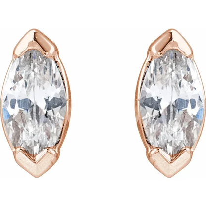 1/3 CTW marquise lab-grown diamond stud earrings in 14K rose gold, front view