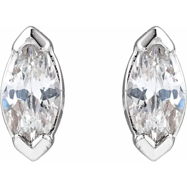 1/3 CTW marquise lab-grown diamond stud earrings in 14K white gold, front view