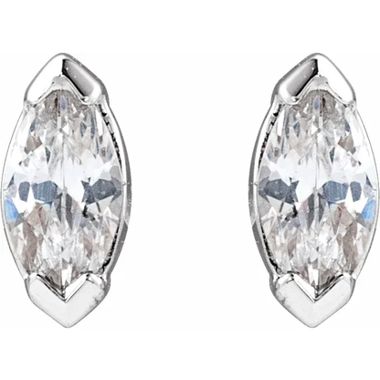 1/3 CTW marquise lab-grown diamond stud earrings in 14K white gold, front view