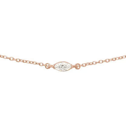 1/4 CT marquise lab-grown diamond necklace in 14K rose gold, close-up