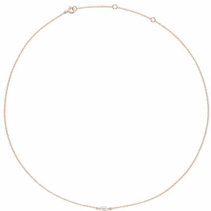 1/4 CT marquise lab-grown diamond necklace in 14K rose gold, full view
