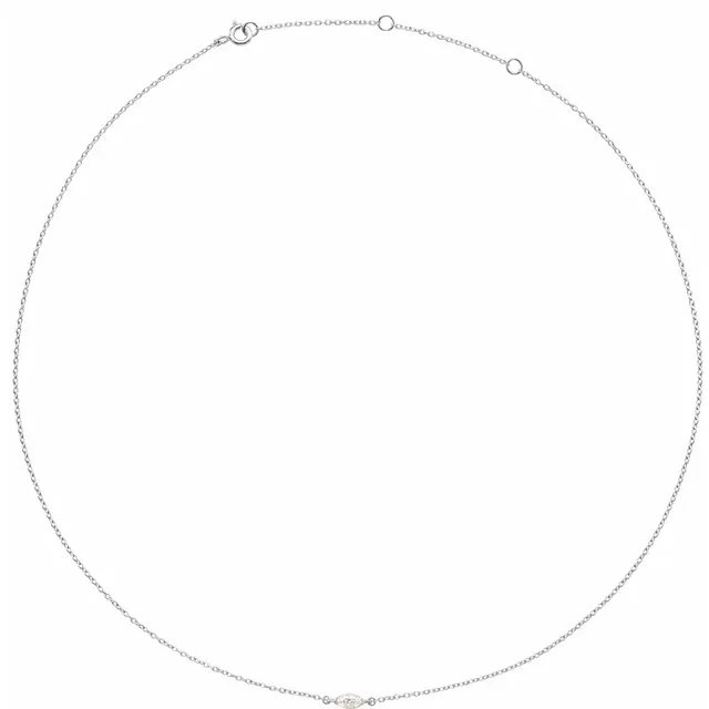 1/4 CT marquise lab-grown diamond necklace in 14K white gold, full view