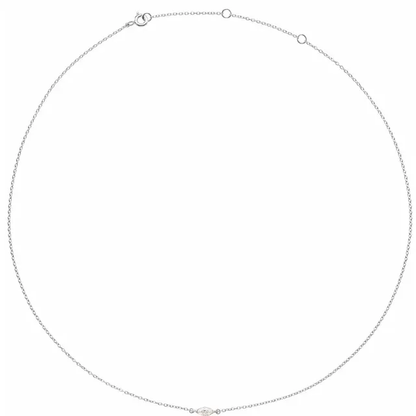 1/4 CT marquise lab-grown diamond necklace in 14K white gold, full view