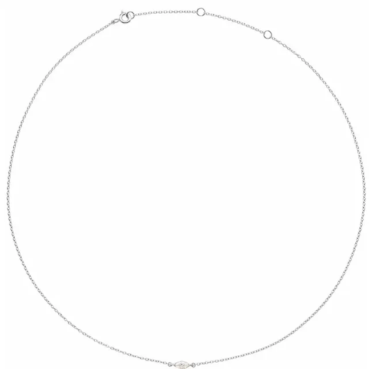 1/4 CT marquise lab-grown diamond necklace in 14K white gold, full view