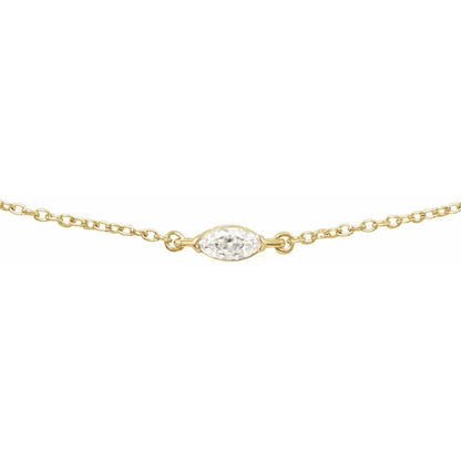 1/4 CT marquise lab-grown diamond necklace in 14K yellow gold, close-up