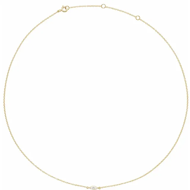 1/4 CT marquise lab-grown diamond necklace in 14K yellow gold, full view
