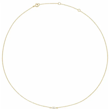 1/4 CT marquise lab-grown diamond necklace in 14K yellow gold, full view
