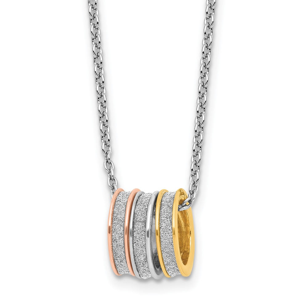 Sterling silver mixed-tone glitter fabric necklace