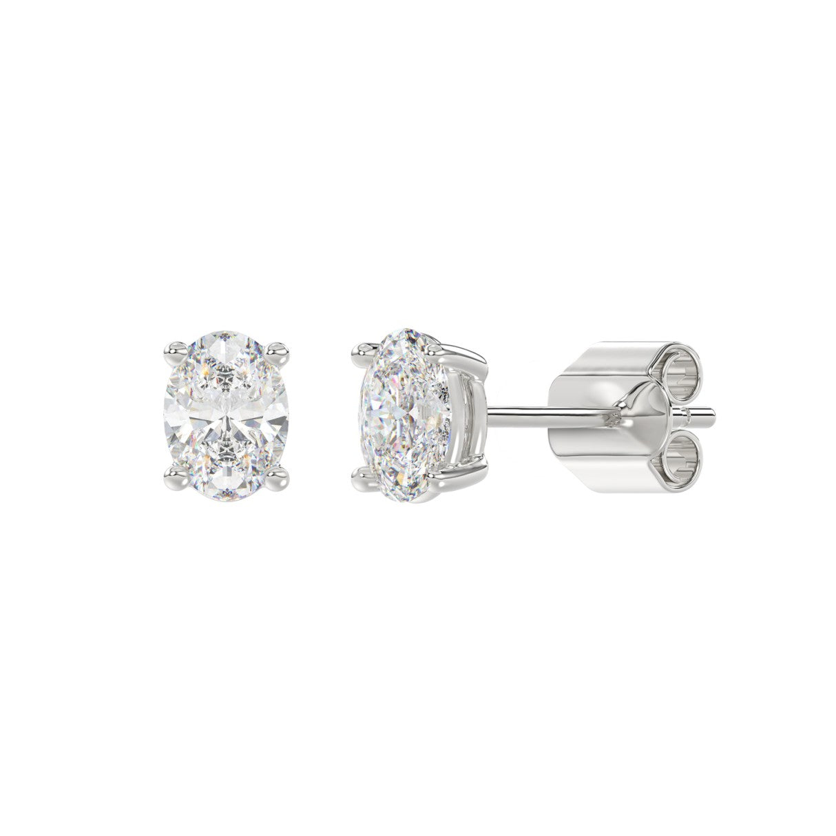 1.5 CTW Oval Lab-Grown Diamond Stud Earrings in white gold - front view